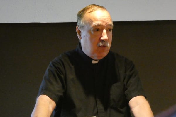A minister in a clerical collar seated at the 2022 FORC Synod